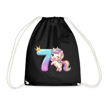 J’ai 7 ans de Kawaii Unicorn Girl Anniversaire - Sac de sport léger - noir - Devant