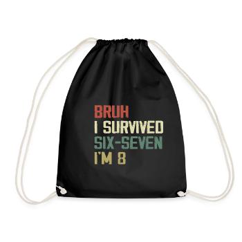 8th Birthday Design – Finally Eight Years Old - Drawstring Bag - black - Front