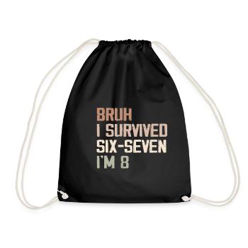 8th Birthday Design – Finally Eight Years Old - Drawstring Bag - black - Front