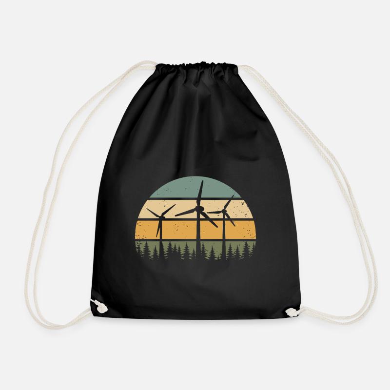 Wind Power Wind Turbine Wind Energy Wind Turbines - Drawstring Bag - black