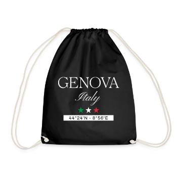 Genua Italien Souvenir – Reise minimalistisch - Turnbeutel - Schwarz - Vorne
