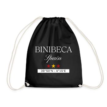 Binibeca Spanien Souvenir – Reise minimalistisch - Turnbeutel - Schwarz - Vorne