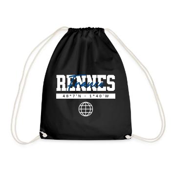 Rennes Frankreich Koordinaten Reise Souvenir - Turnbeutel - Schwarz - Vorne