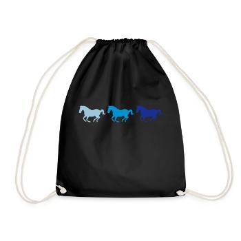 Trois chevaux au galop - Sac de sport léger - noir - Devant