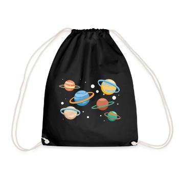 Saturn Planeten - Turnbeutel - Schwarz - Vorne