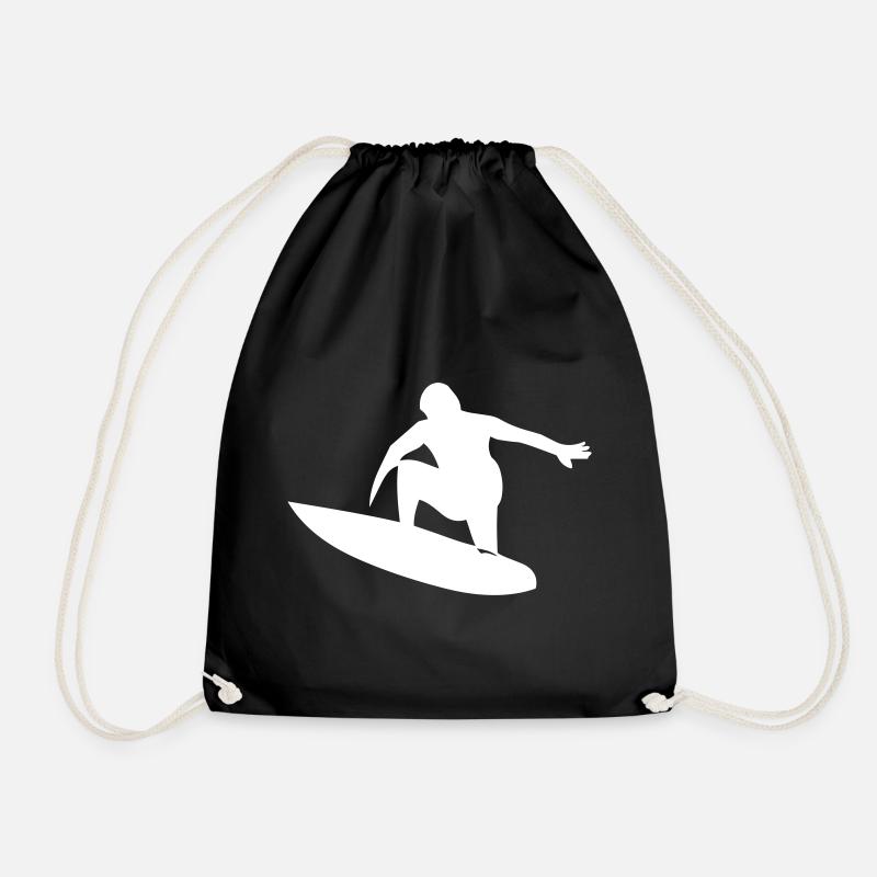 Surfer mit Surfboard - Turnbeutel - Schwarz