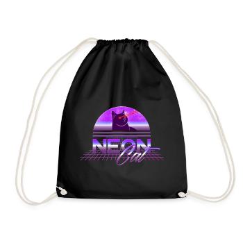 Coole Retro Vintage Neon Katze mit Laser Augen - Turnbeutel - Schwarz - Vorne