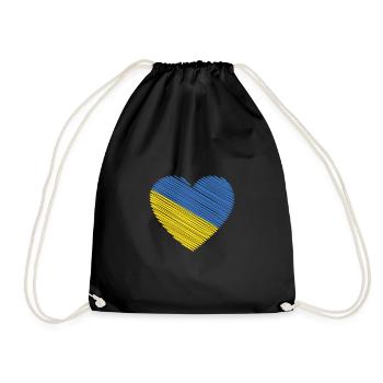 Support Ukraine with I Love Ukraine Heart - Drawstring Bag - black - Front
