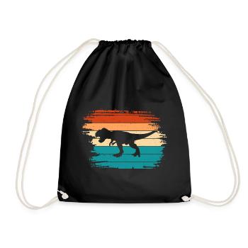 T Rex Dino Dinosaur - Drawstring Bag - black - Front