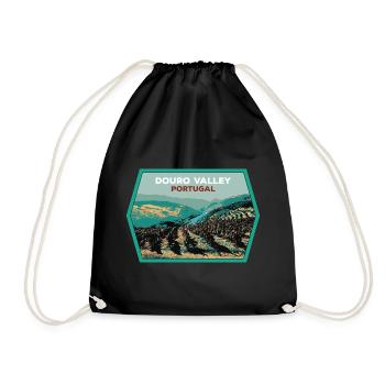 Douro Valley Shield, Portugal Illustration - Drawstring Bag - black - Front