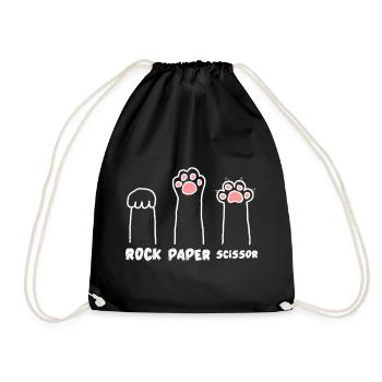 Ciseaux mignons Papier de pierre Pattes de chat drôle - Sac de sport léger - noir - Devant