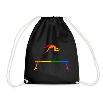 Turnen am Regenbogen Schwebebalken - Turnbeutel - Schwarz - Vorne