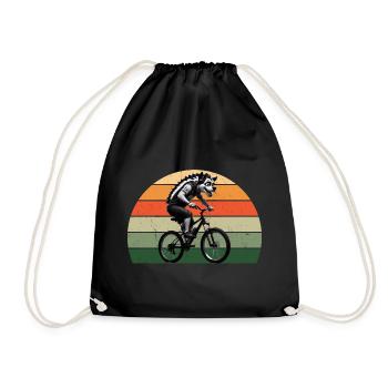 Hyena on a bike in the retro west - Drawstring Bag - black - Front