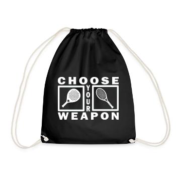 Padel Tennis Shirt Sweat à capuche Choisissez votre arme blanc - Sac de sport léger - noir - Devant