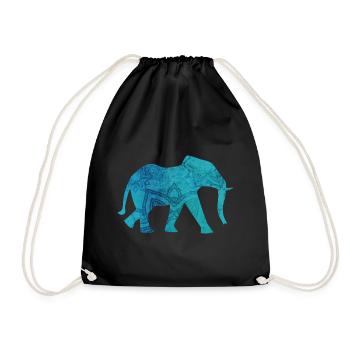 Elefant Yoga Mandala Ornament Muster Yogi Indien - Turnbeutel - Schwarz - Vorne