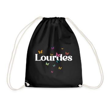 Beau prénom de fille avec des papillons LOURDES - Sac de sport léger - noir - Devant