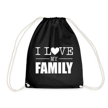 I Love My Family Heart Typo Design - Drawstring Bag - black - Front