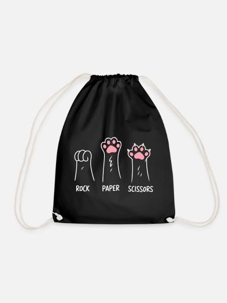 Katze Pfote Stein Papier Schere Tier Spiel Humor - Turnbeutel - Schwarz