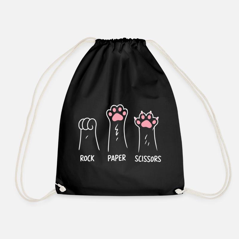 Katze Pfote Stein Papier Schere Tier Spiel Humor - Turnbeutel - Schwarz