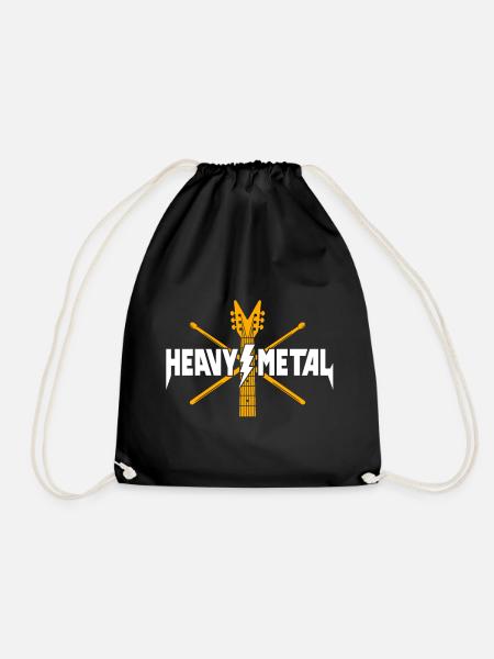 Heavy Metal Guitar Logo - Drawstring Bag - black