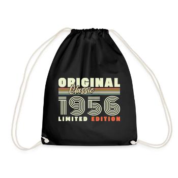 1956 Vintage Retro Birthday Gift - Drawstring Bag - black - Front