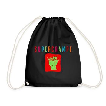 Green fist on multicolored red background - Drawstring Bag - black - Front