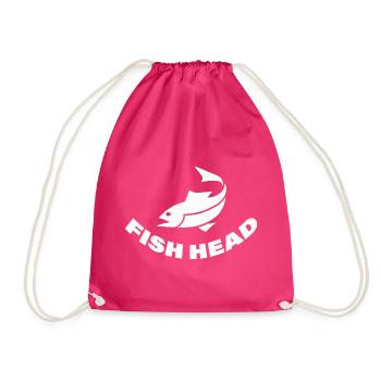 fish head - Drawstring Bag - fuchsia - Front