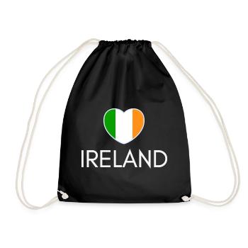 Herz mit irischer Flagge, ich liebe Irland - Turnbeutel - Schwarz - Vorne