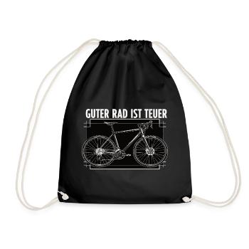 Guter Rad ist teuer – Fahrrad Spruch - Turnbeutel - Schwarz - Vorne