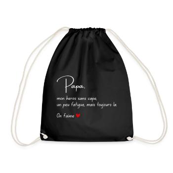 Papa Mon héros Message émouvant enfant - Sac de sport léger - noir - Devant