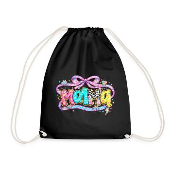 Mom Gift: Retro Mama Visual and Glitter - Drawstring Bag - black - Front