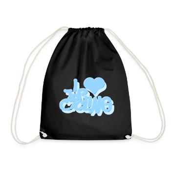 I_love_Cycling_babyblau - Turnbeutel - Schwarz - Vorne