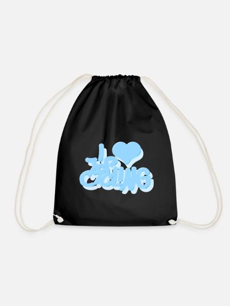 I_love_Cycling_babyblau - Drawstring Bag - black