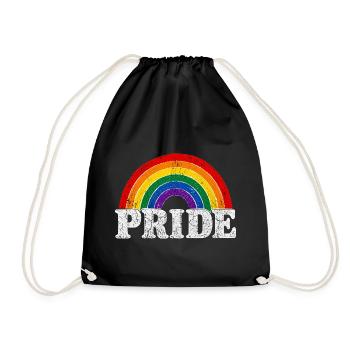 Pride Rainbow Vintage Regenbogen Shirt Sticker - Turnbeutel - Schwarz - Vorne