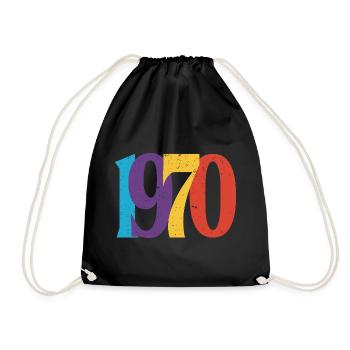 Geboren 1970 70 Geburtstagsgeschenk - Turnbeutel - Schwarz - Vorne