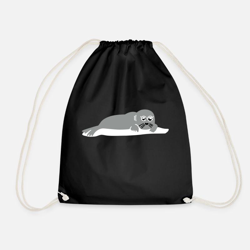 seal 2 - Drawstring Bag - black