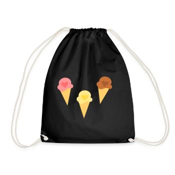 Eis Herz Eiscreme Erdbeereis Vanilleeis Schokoeis - Turnbeutel - Schwarz - Vorne