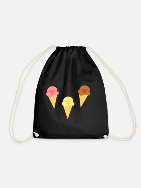 Eis Herz Eiscreme Erdbeereis Vanilleeis Schokoeis - Turnbeutel - Schwarz
