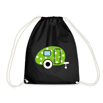 Caravan Caravan Green Dots Camping Easter Egg - Drawstring Bag - black - Front