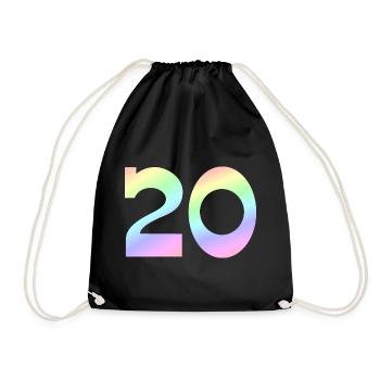 Jubiläum, 20 pastell Verlauf - Turnbeutel - Schwarz - Vorne