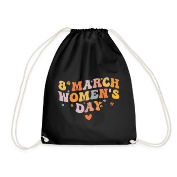 8 March International Women's Day - Drawstring Bag - black - Front