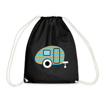 Caravane tricot rayures motif hiver Camping Fan - Sac de sport léger - noir - Devant