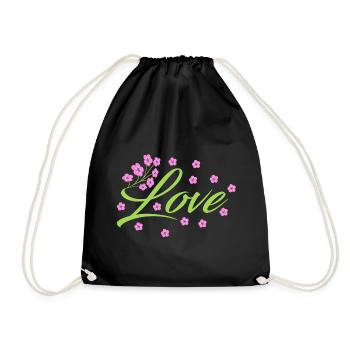 Amour - Fleurs - Sac de sport léger - noir - Devant