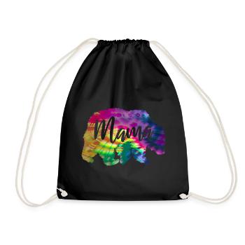 Mamabär Bärin Tie Dye Batik Bär - Turnbeutel - Schwarz - Vorne