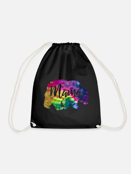 Mamabär Bärin Tie Dye Batik Bär - Turnbeutel - Schwarz