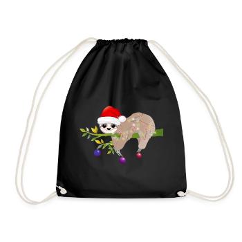paresseux drôle avec chapeau de père Noël pour Noël - Sac de sport léger - noir - Devant