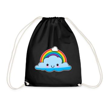 Cute cloud with rainbow - Drawstring Bag - black - Front