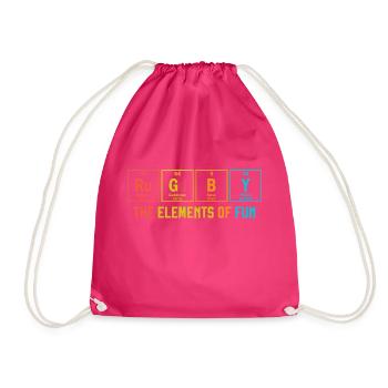 Rugby The Elements of Fun Periodic Table Rugbyman - Drawstring Bag - fuchsia - Front