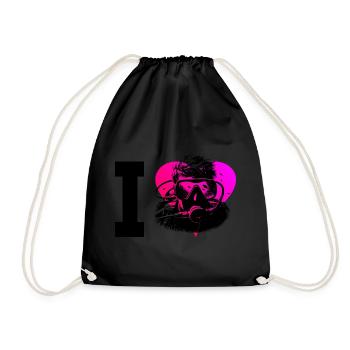 Diver Taucher Scuba Tauchen Diving Free Dive - Drawstring Bag - black - Front