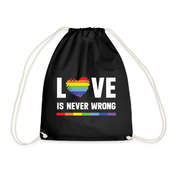LGBT Pride Month - Love is Never Wrong - Drawstring Bag - black - Front